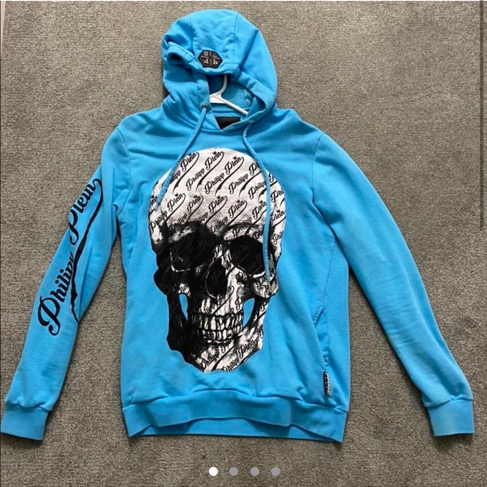 Philipp Plein Blue Skull Hoodie